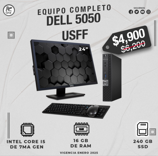 Equipo Completo Dell 5050 i5 7ma 240 Gb SSD 16 Gb RAM 24” - Imagen 2