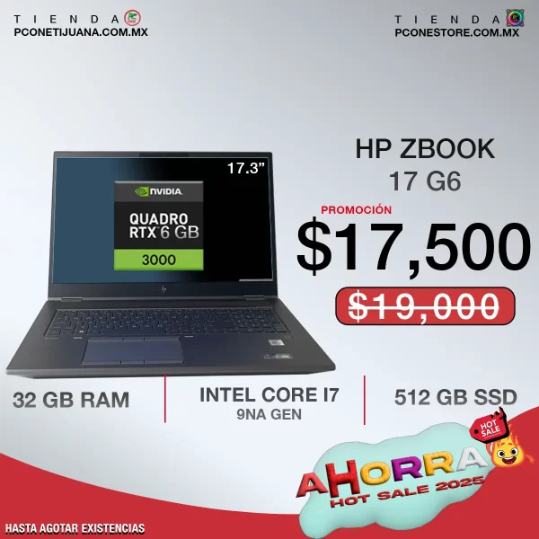 Hp Zbook 17 G6 i7 9th, 512Gb SSD, 32Gb de RAM, 6Gb de video, pantalla de 17.3 - Imagen 2