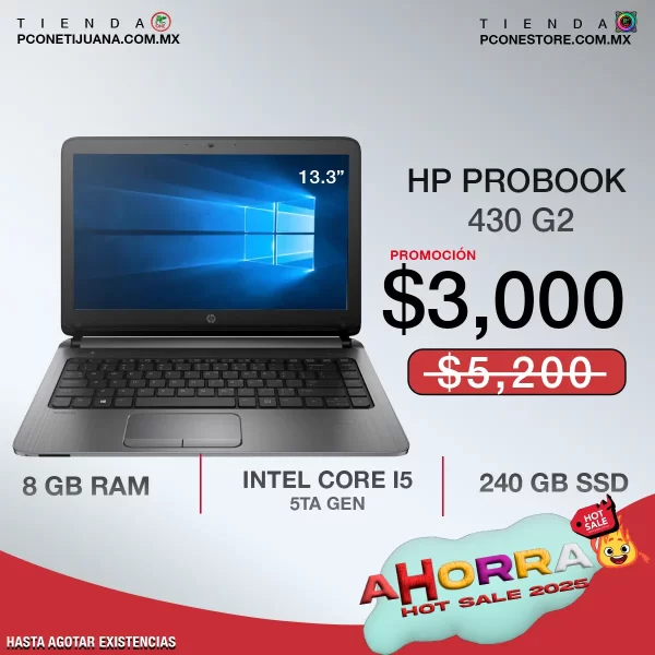 Hp ProBook 430 G2 i5 5ta, 240Gb SSD y 8Gb de RAM - Imagen 2