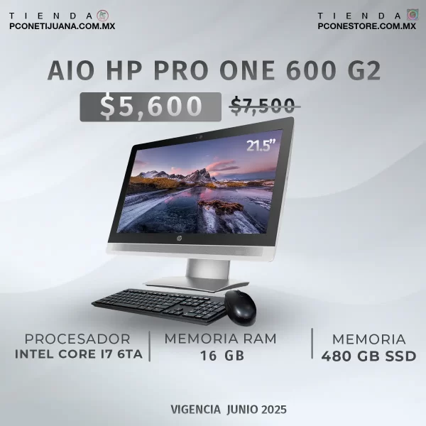 AIO Hp Pro One 600 G2 i7 6ta 480Gb SSD Y 16Gb en RAM DDR4. - Imagen 2